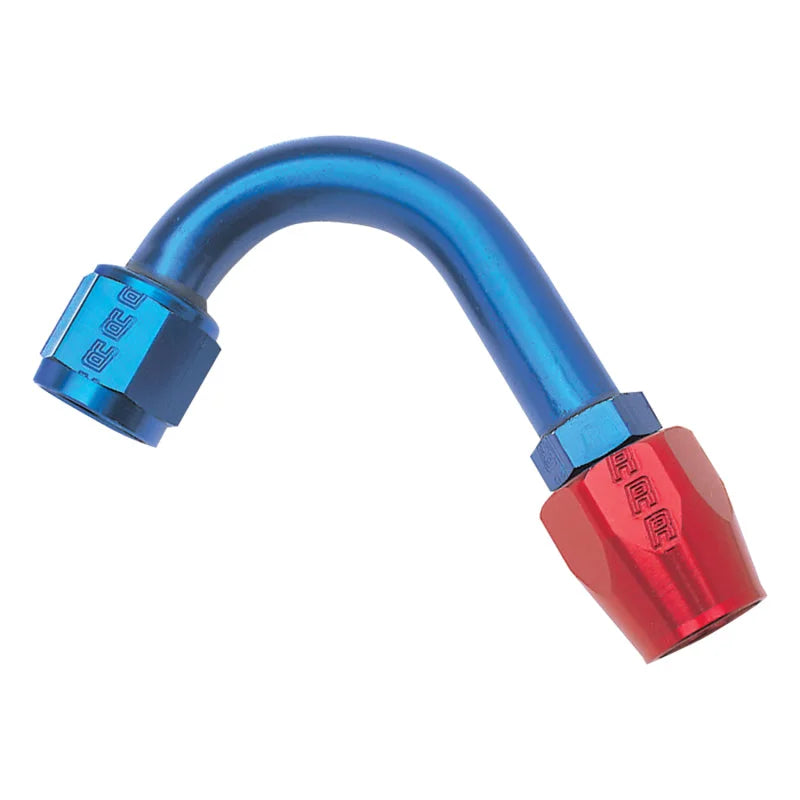 Russell Performance -8 AN Red/Blue 120 Degree Full Flow Hose End (1-1/4in Centerline Radius) - Back View