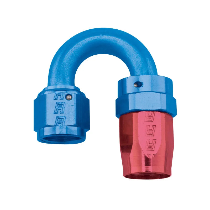 Russell Performance -8 AN Red/Blue 180 Degree Full Flow Swivel Hose End (With 3/4in Radius) - Main Product View