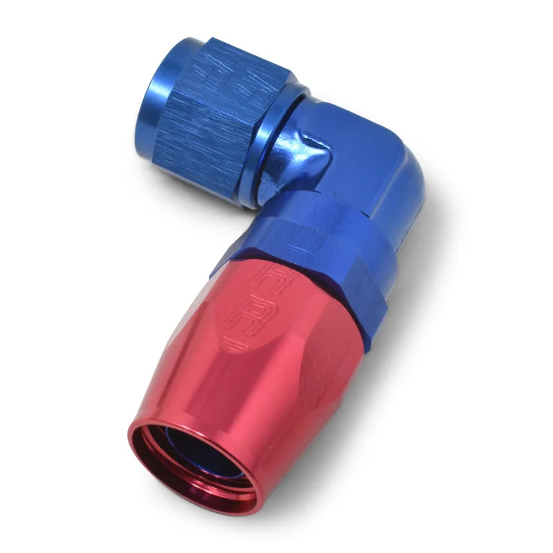 Russell Performance -8 AN Red/Blue 90 Degree Forged Aluminum Swivel Hose End - Installation View