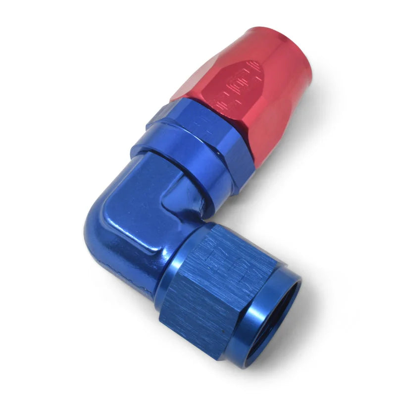 Russell Performance -8 AN Red/Blue 90 Degree Forged Aluminum Swivel Hose End - Additional View 8