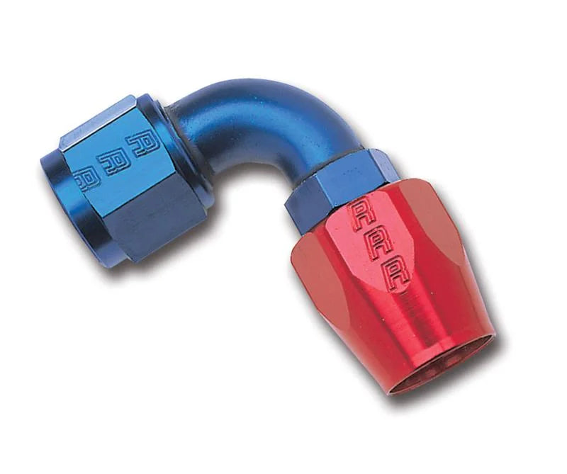 Russell Performance -8 AN Red/Blue 90 Degree Full Flow Hose End (25 pcs.) - Back View