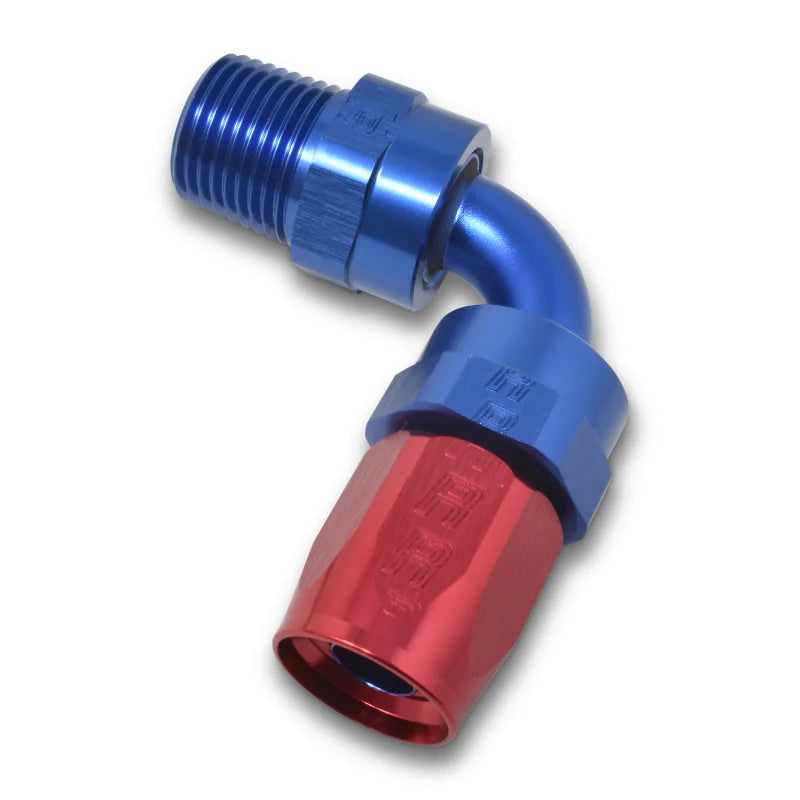 Russell Performance -8 AN Red/Blue 90 Degree Full Flow Swivel Pipe Thread Hose End (With 3/8in NPT) - Additional View 9