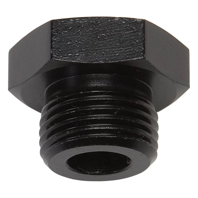 Russell Performance -8 AN Straight Thread Plug (Black) - Side View