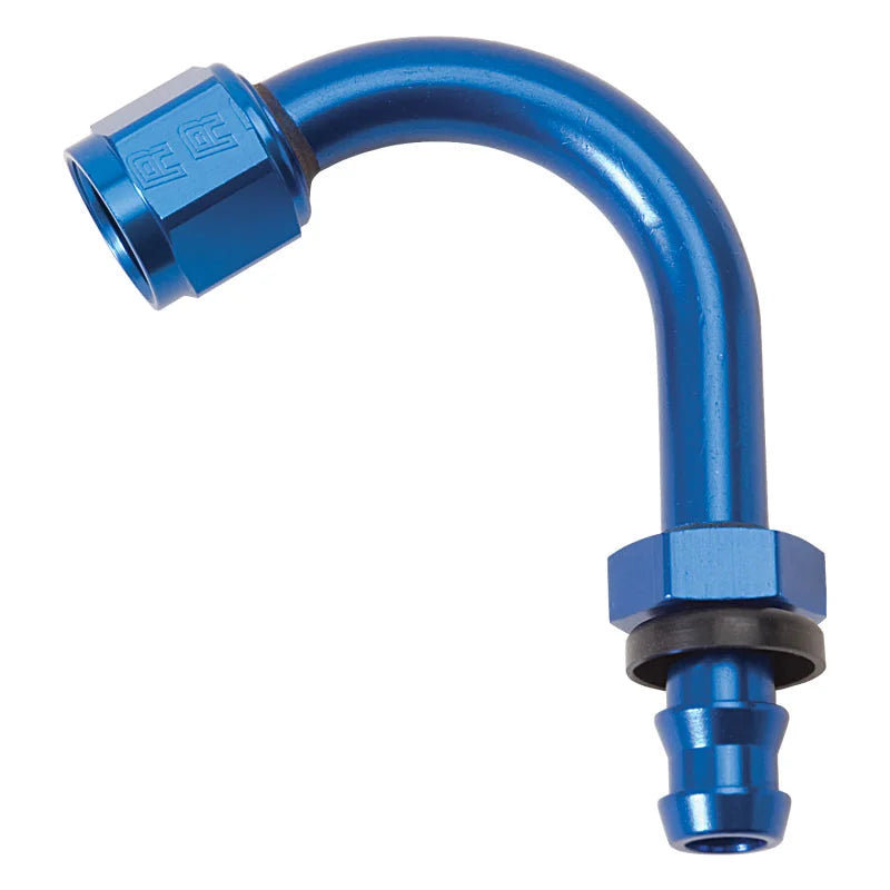 Russell Performance -8 AN Twist-Lok 120 Degree Hose End (1-1/4in Radius) - Back View