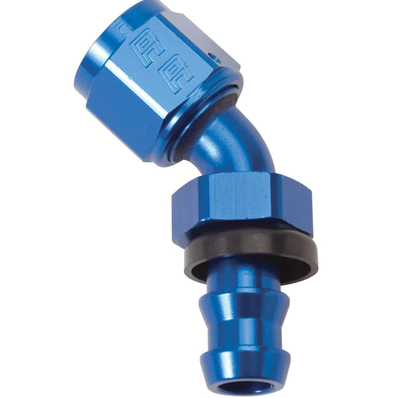 Russell Performance -8 AN Twist-Lok 45 Degree Hose End (Blue) - Back View