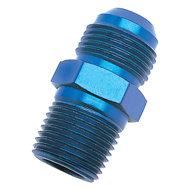 Russell Performance -8 AN to 1/4in NPT Straight Flare to Pipe (Blue) - Installation View