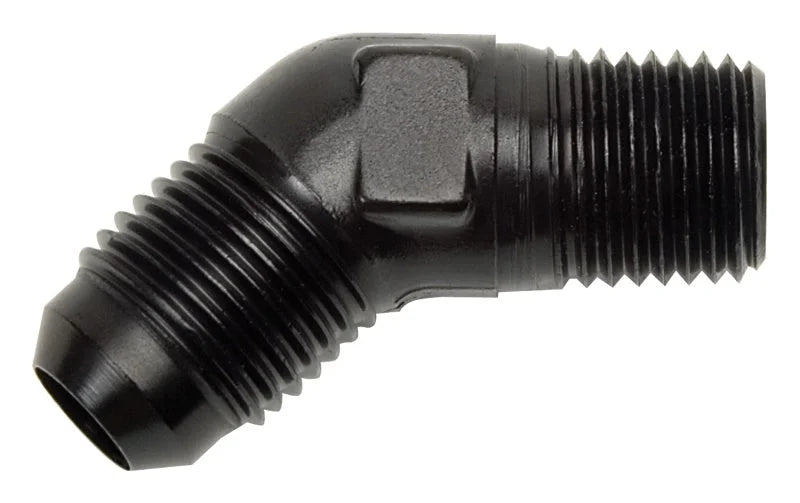 Russell Performance -8 AN to 3/8in NPT 45 Degree Flare to Pipe Adapter - Installation View