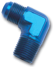 Load image into Gallery viewer, Russell Performance -8 AN to 3/8in NPT 90 Degree Flare to Pipe Adapter (Blue) - Installation View