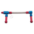 Load image into Gallery viewer, Russell Performance -8 AN to -8 AN ProFlex Holley 4150 Dual Inlet Carb Kit (Red/Blue) - Back View