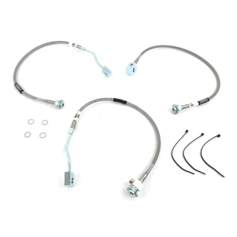 Russell Performance 90-96 Ford F-150 4WD with 4in lift Brake Line Kit - Side View