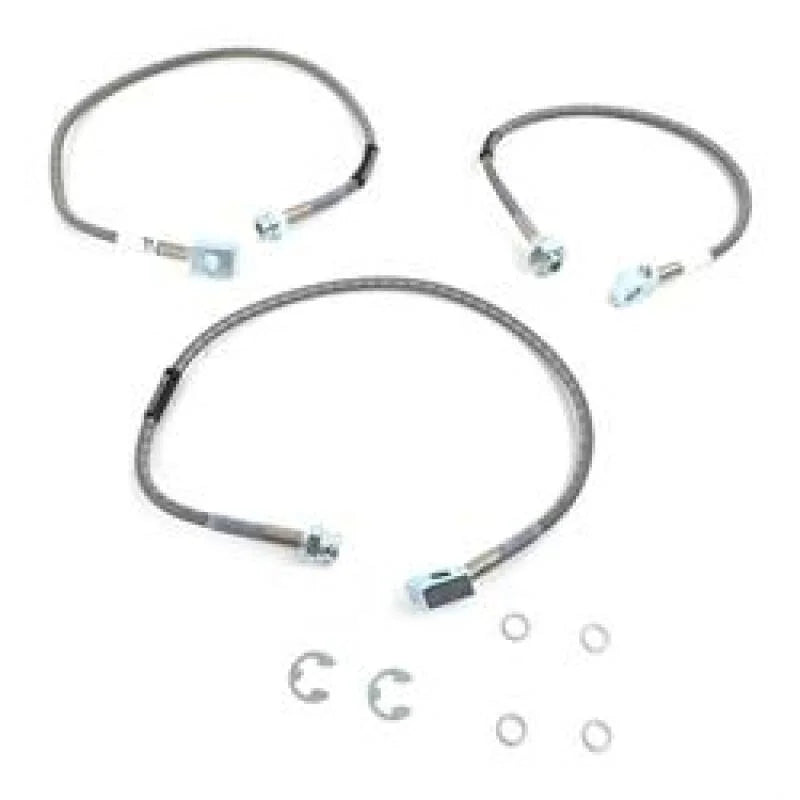 Russell Performance 92-99 GM K1500 Suburban (Non-Diesel) w/ 4in lift Brake Line Kit - Side View