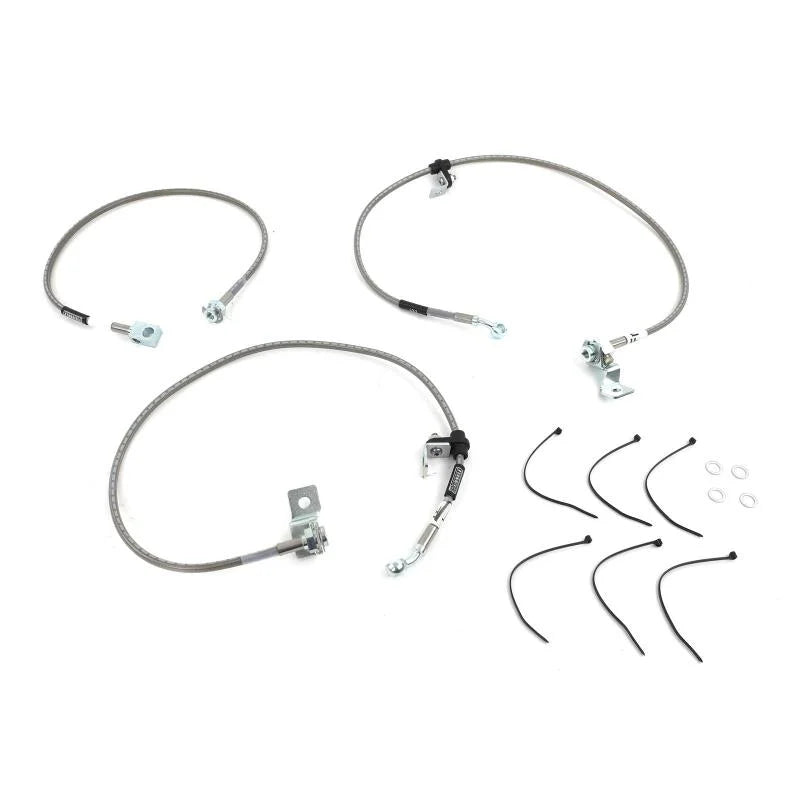 Russell Performance 94-99 Dodge Ram 1500/ 2500 4WD 4in-6in lift Brake Line Kit - Side View