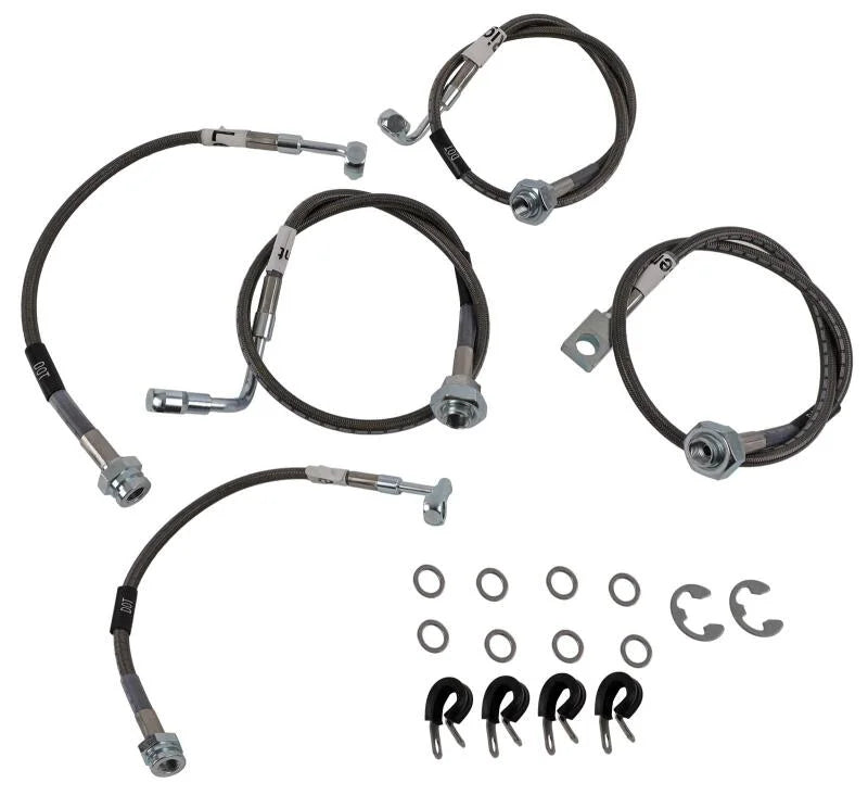 Russell Performance 99-06 GM Silverado/Sierra 1500 2WD with 6in-7in lift Brake Line Kit - Side View