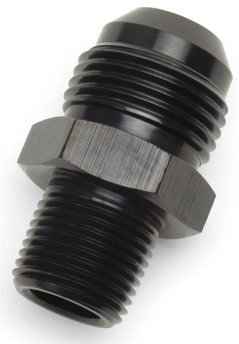 Russell Performance ADAPTER FITTING #6 AN MALE FLARE TO 1/2in NPT MALE BLK - Side View