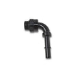 Load image into Gallery viewer, Russell Performance Adpt Fitting 3/8in SAE Qck Dis Male to #8 SAE Port Male Swvl End 90 Deg Blk Anod - Back View