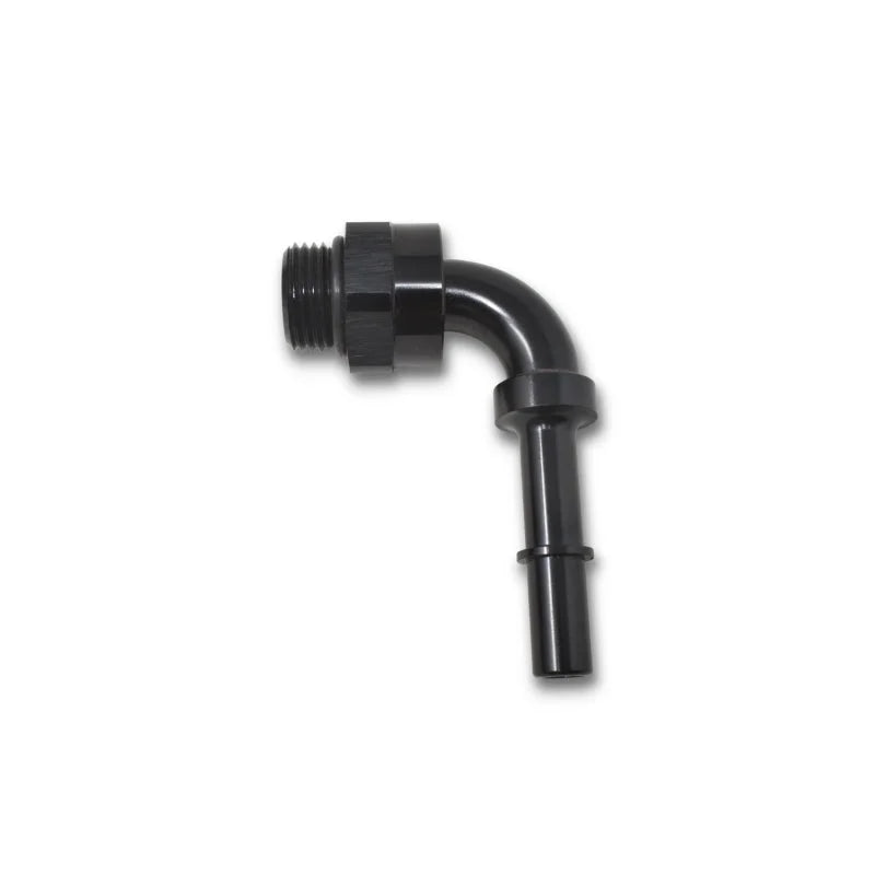 Russell Performance Adpt Fitting 3/8in SAE Qck Dis Male to #8 SAE Port Male Swvl End 90 Deg Blk Anod - Back View