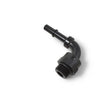 Load image into Gallery viewer, Russell Performance Adpt Fitting 3/8in SAE Qck Dis Male to #8 SAE Port Male Swvl End 90 Deg Blk Anod - Additional View 6