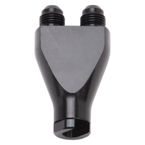 Russell Performance Billet Y-Block Adapter 3/8in SAE Qick Disconnect (2) -6AN Male Flare Black - Main Product View