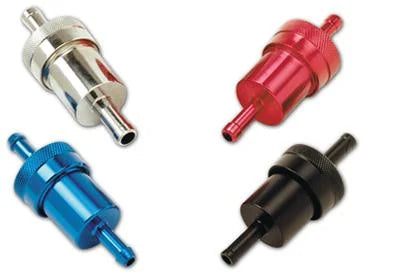 Russell Performance Black Street Fuel Filter (3in Length 1-1/8in diameter 5/16in inlet/outlet) - Main Product View