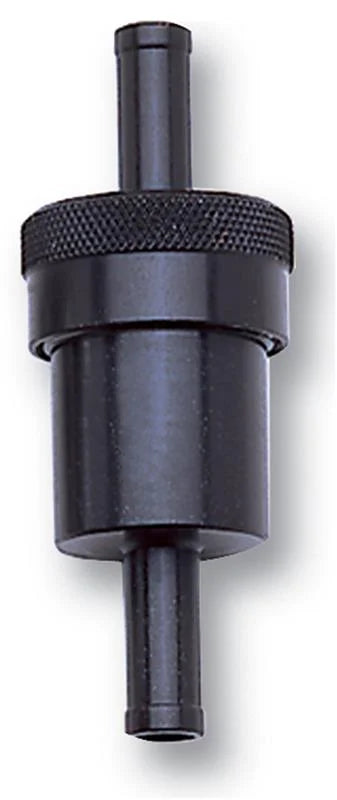 Russell Performance Black Street Fuel Filter (3in Length 1-1/8in diameter 5/16in inlet/outlet) - Back View