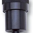 Load image into Gallery viewer, Russell Performance Black Street Fuel Filter (3in Length 1-1/8in diameter 5/16in inlet/outlet) - Back View