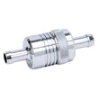 Load image into Gallery viewer, Russell Performance Chrome Street Fuel Filter (3in Length 1-1/8in diameter 3/8in inlet/outlet) - Side View