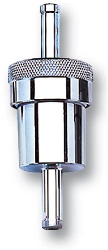 Russell Performance Chrome Street Fuel Filter (3in Length 1-1/8in diameter 5/16in inlet/outlet) - Back View