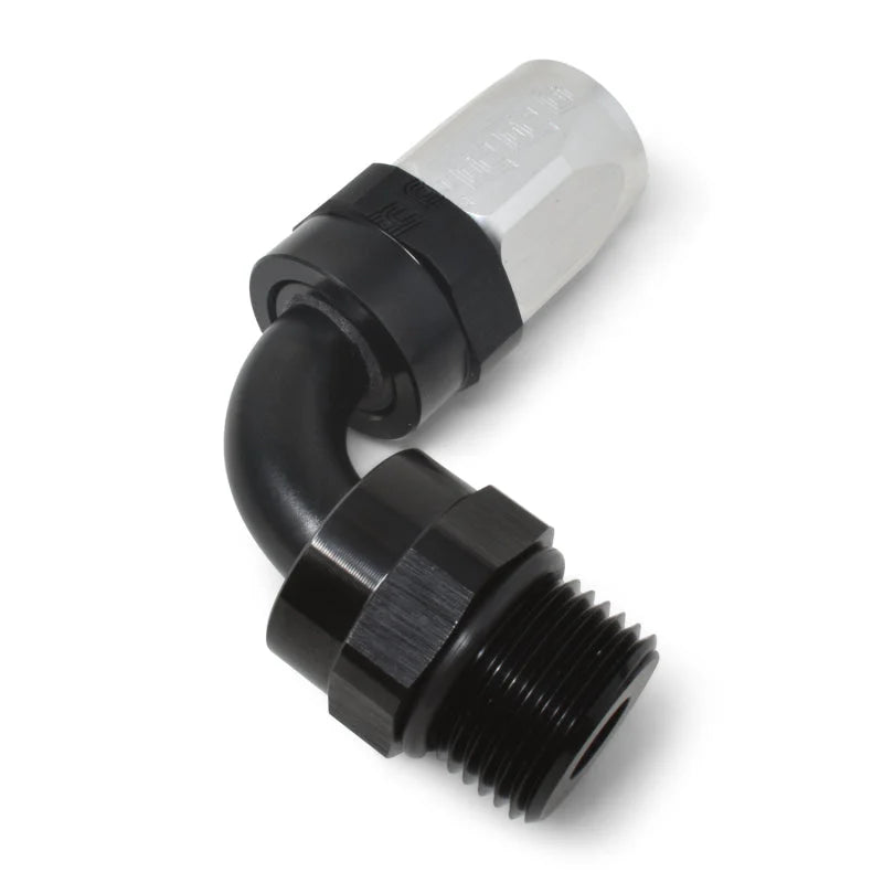 Russell Performance Hose End #8 Hose to #8 Radius Inlet Port 90 Deg Blk/Clr - Installation View