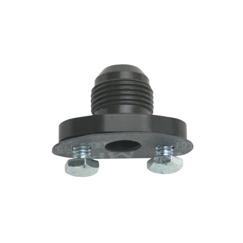 Russell Performance Oil Pan Flange. Adapts Male -10 AN to any oil pan (includes gaskets & bolts) - Installation View