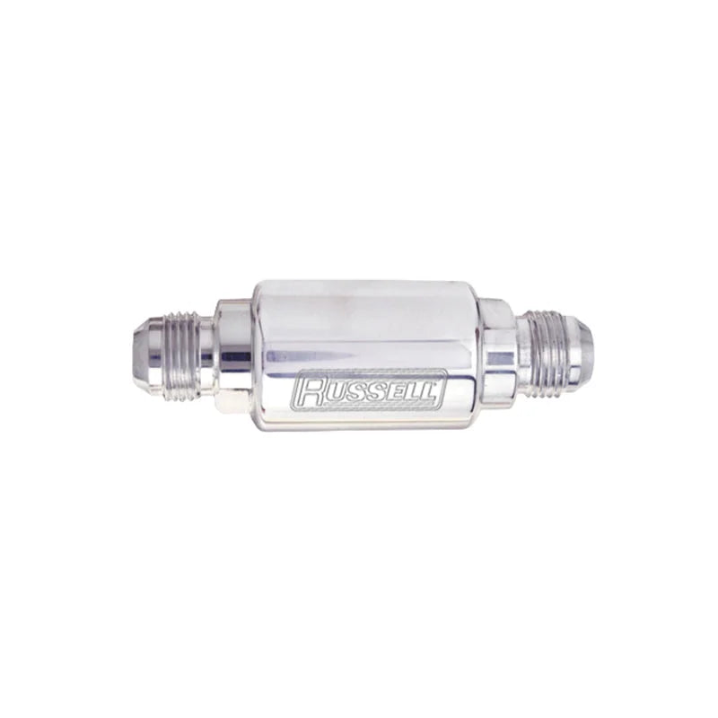 Russell Performance Polished Alum. (3-1/4in Length 1-1/4in dia. -8 x 3/8in male NPT inlet/outlet) - Back View