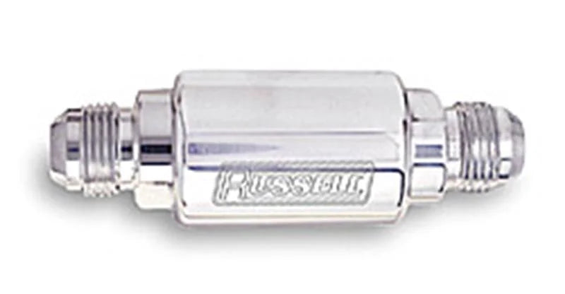 Russell Performance Polished Aluminum (3in Length 1-1/4in dia. -6 male inlet/outlet) - Side View
