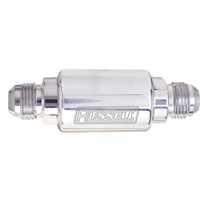 Russell Performance Polished Aluminum (3in Length 1-1/4in dia. -6 x 3/8in male NPT inlet/outlet) - Back View