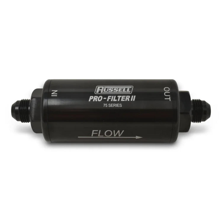 Russell Performance Profilter Fuel Filter 6.25in Long 10 Micron -6AN Inlet -10AN Outlet - Black - Main Product View