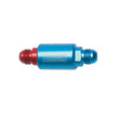Load image into Gallery viewer, Russell Performance Red/Blue Anodized (3-1/4in Length 1-1/4in dia. -8 male inlet/outlet) - Side View