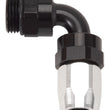 Load image into Gallery viewer, Russell Performance Swivel Hose End Assy #10 AN Male SAE Port to #8 Hose 90 Deg Clr/Blk Anodized - Back View