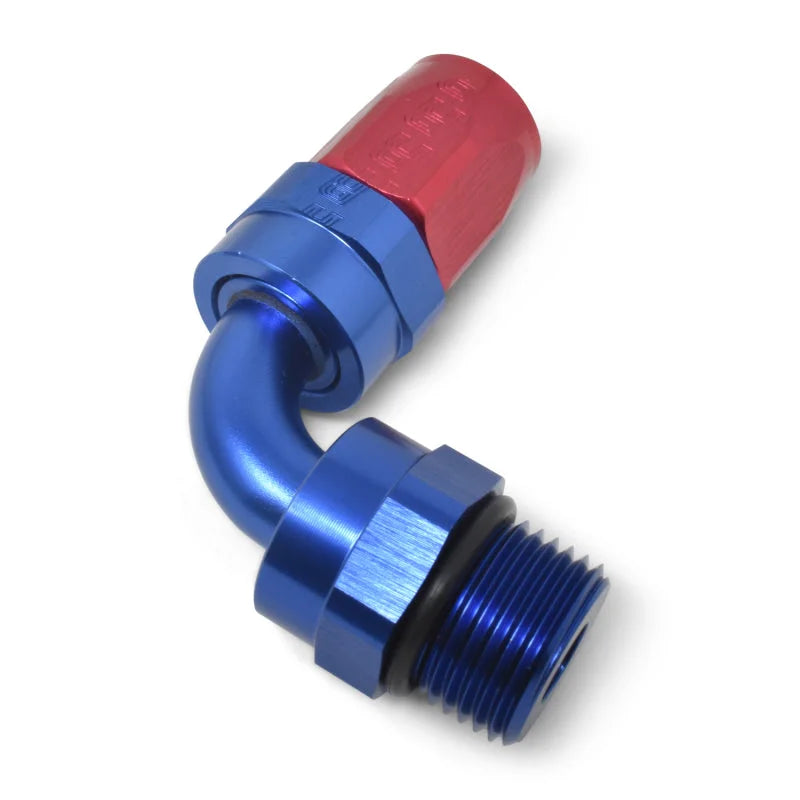 Russell Performance Swivel Hose End Assy #10 AN Male SAE Port to #8 Hose 90 Deg Red/Blue Anodized - Additional View 7
