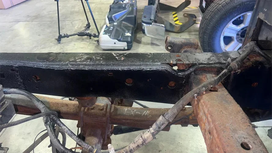 RustBuster Over Axle Frame Section - Left fits 2004-2008 Ford F-150 - Installation View