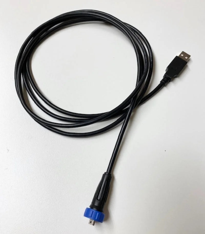 Rywire Water Resistant Threaded Mini USB Comms Cable for PDM12 & PDM30 Units - Side View
