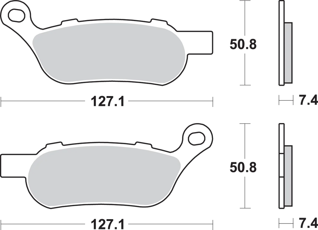SBS Brake Pads - Buell - 857H.LS - Side View