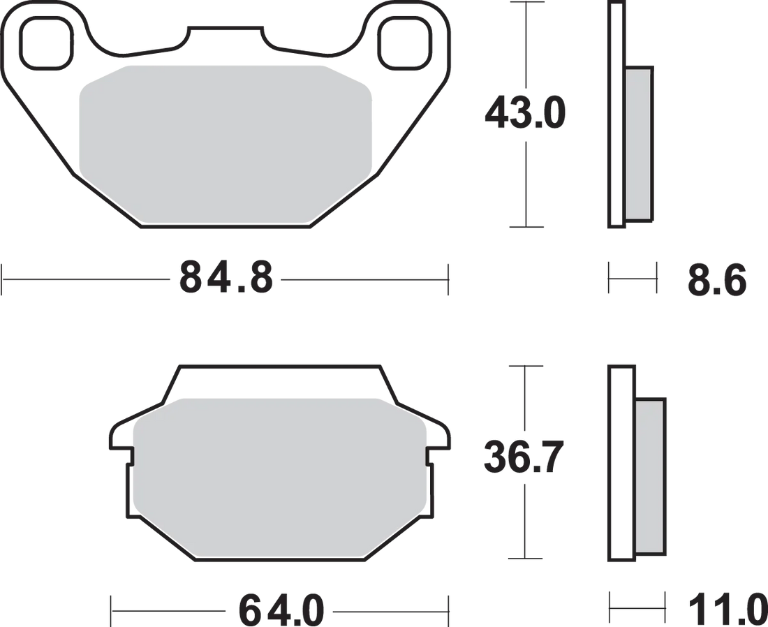 SBS HF Brake Pads - Side View