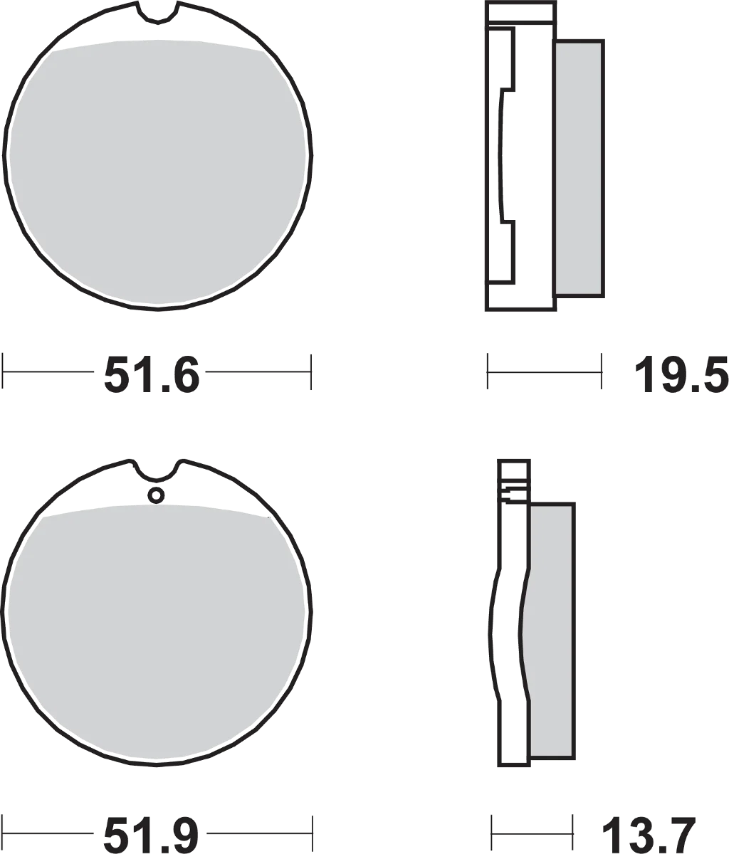 SBS HF Brake Pads - Honda CB - Side View
