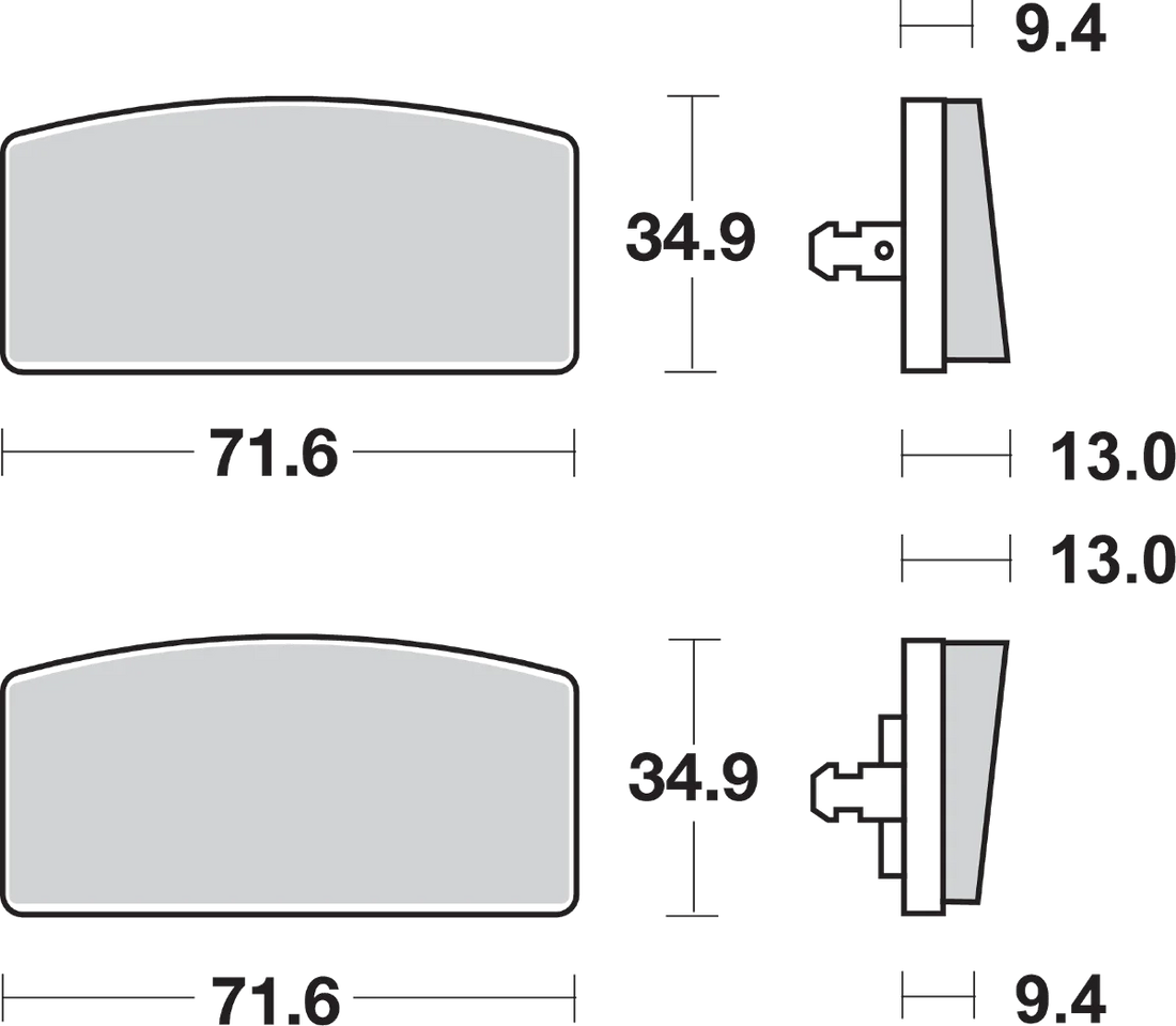 SBS HF Brake Pads - R60/7 - Side View