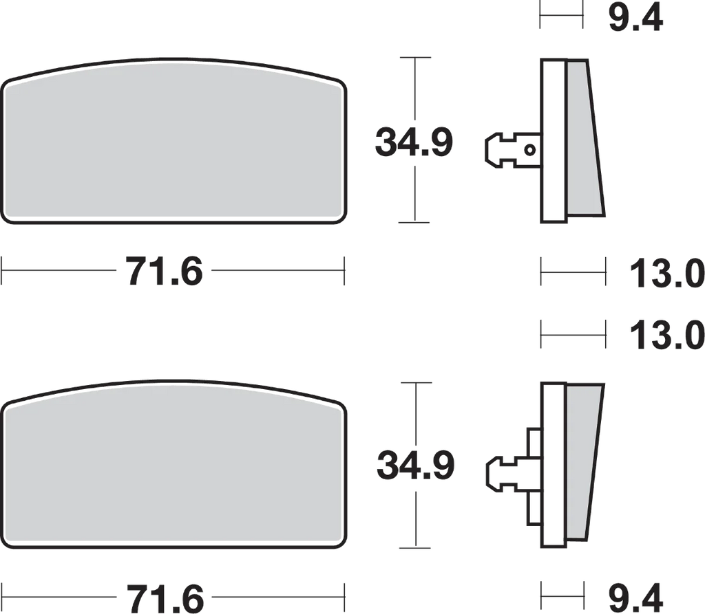 SBS HF Brake Pads - R60/7 - Side View