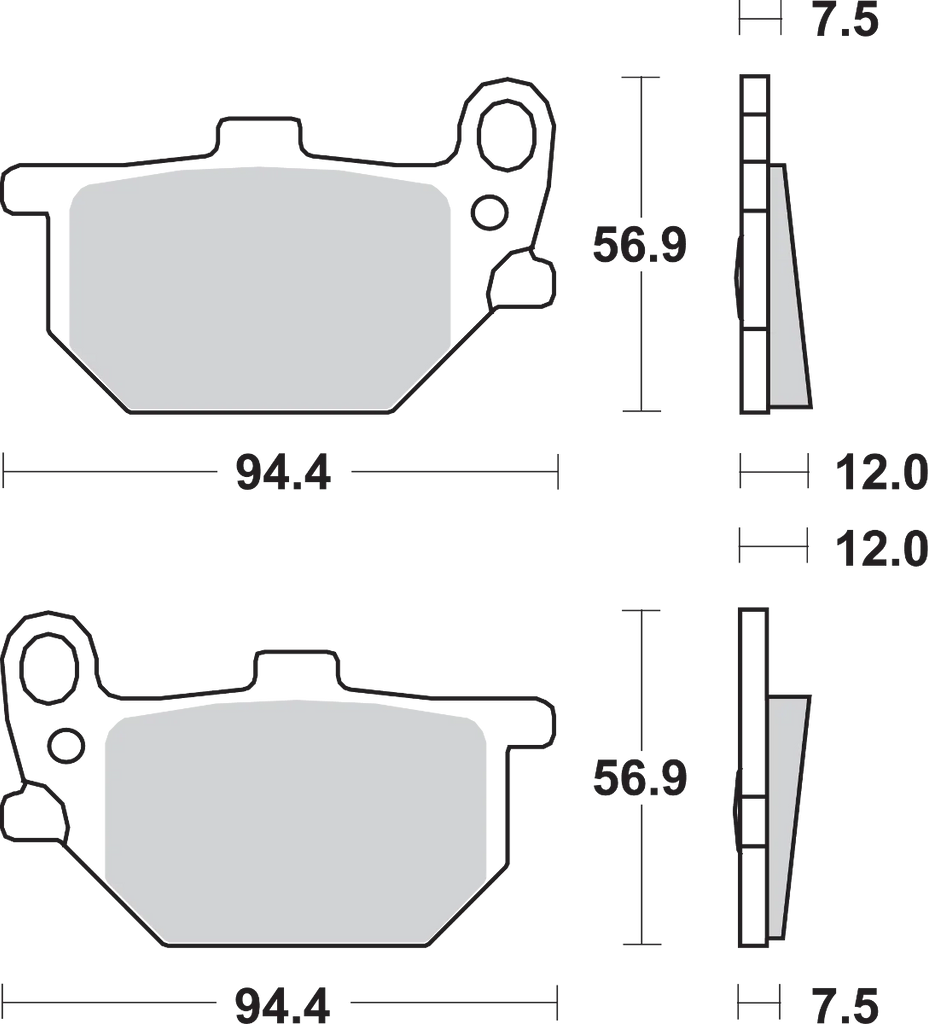 SBS HF Brake Pads - XS 400 - Side View