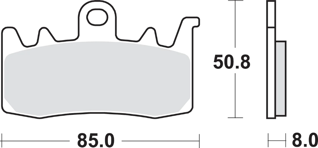 SBS HS Brake Pads - 900HS - Side View