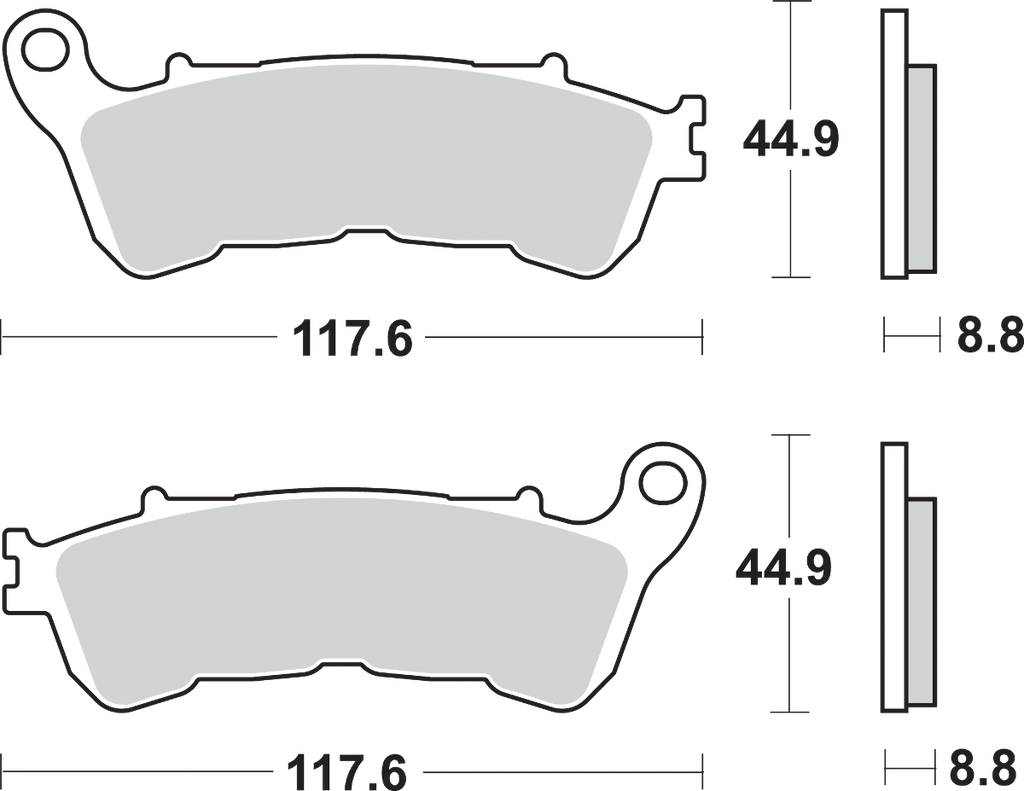 SBS HS Brake Pads - Honda - 828HS - Side View