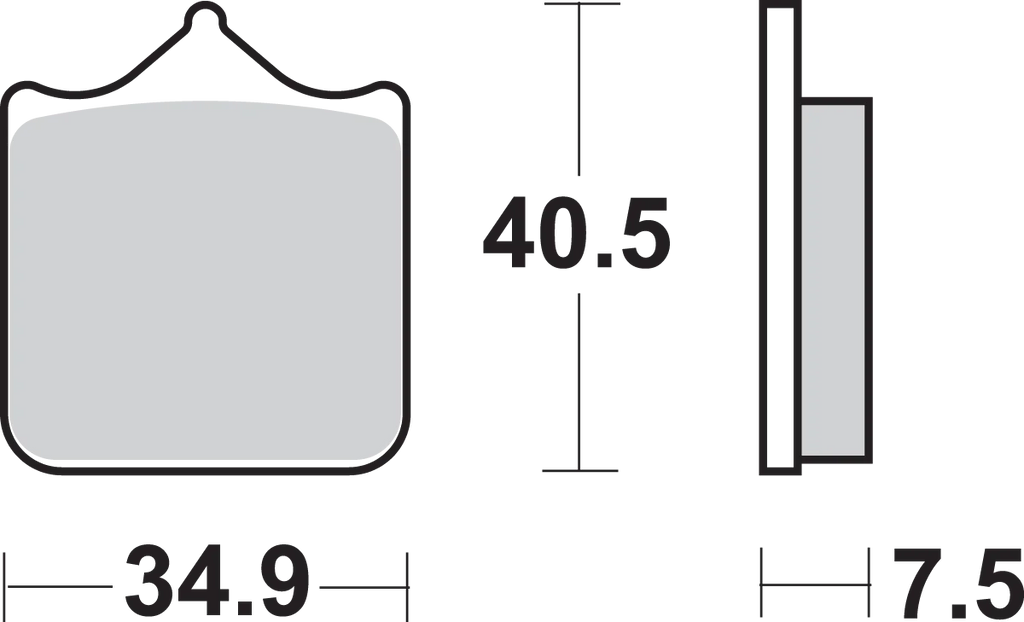 SBS HS Brake Pads - KTM/Husqvarna - 762HS - Side View