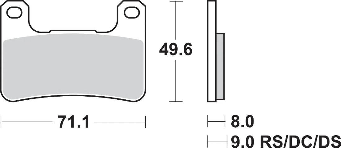 SBS HS Brake Pads - Kawasaki/Suzuki - 806HS - Side View