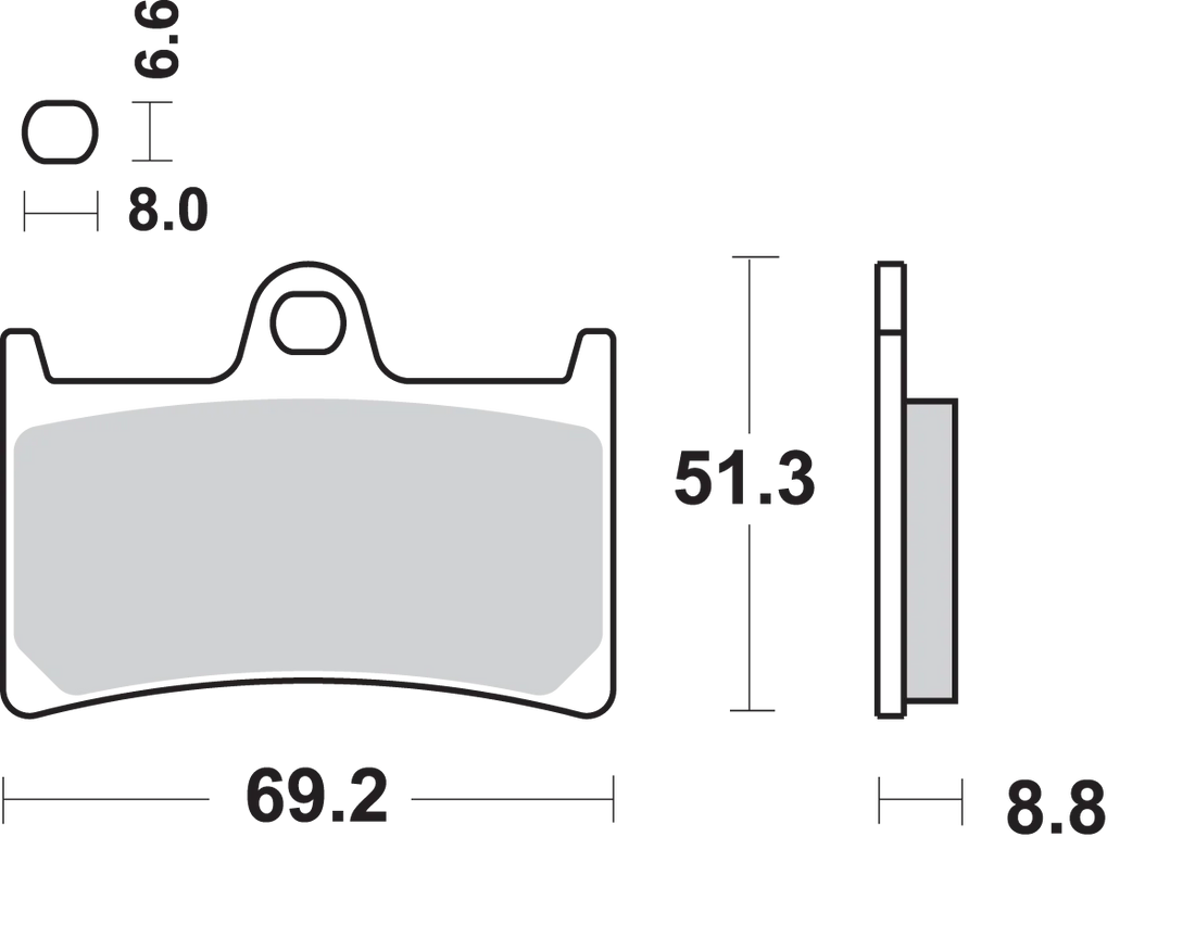 SBS HS Brake Pads - Yamaha - 634HS - Side View