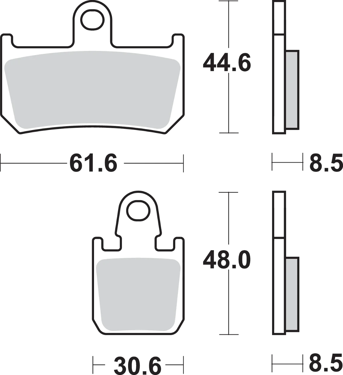 SBS HS Brake Pads - Yamaha - 839HS - Side View